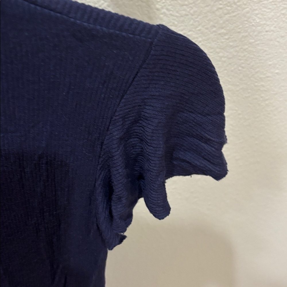 Goldie Navy Ruffle Sleeve Tee - Picture 4 of 10